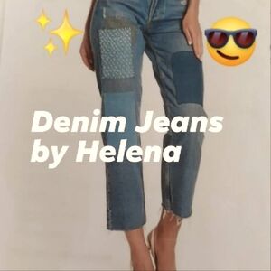 GIRLFRIEND PATCHWORK BLUE JEANS BY HELENA